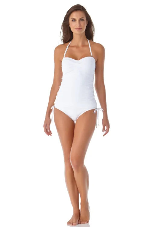 Women's Live In Color Twist Front Bandeaukini Swim Top(Anne Cole Twist Front Bandeaukini Swim Top 1) -Simply Bikini Store 21MT25001 21MB30001 WHT 2745 ccexpress