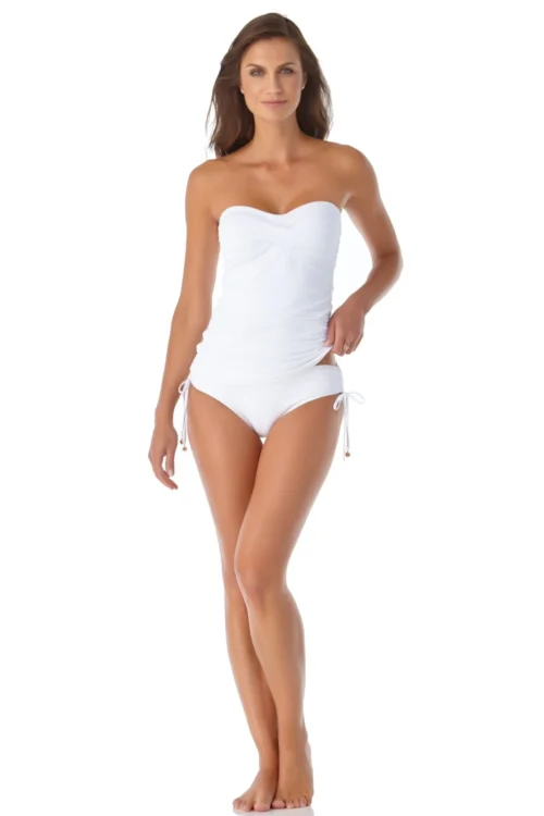 Women's Live In Color Twist Front Bandeaukini Swim Top(Anne Cole Twist Front Bandeaukini Swim Top 1) -Simply Bikini Store 21MT25001 21MB30001 WHT 2755 ccexpress