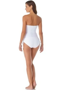 Women's Live In Color Twist Front Bandeaukini Swim Top(Anne Cole Twist Front Bandeaukini Swim Top 1) -Simply Bikini Store 21MT25001 21MB30001 WHT 2768 ccexpress