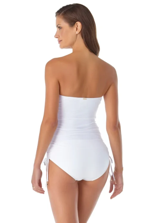 Women's Live In Color Twist Front Bandeaukini Swim Top(Anne Cole Twist Front Bandeaukini Swim Top 1) -Simply Bikini Store 21MT25001 21MB30001 WHT 2768 ccexpresscopy
