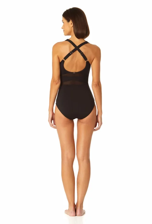 Anne Cole - Women's Mesh High Neck One Piece Swimsuit(Anne Cole Womens Mesh High Neck One Piece Swimsuit) 11 Anne Cole - Women's Mesh High Neck One Piece Swimsuit(Anne Cole Womens Mesh High Neck One Piece Swimsuit) -Simply Bikini Store 23MO03601 BLK 1031