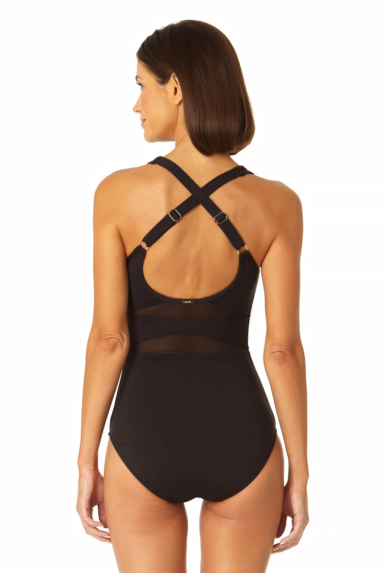Anne Cole - Women's Mesh High Neck One Piece Swimsuit(Anne Cole Womens Mesh High Neck One Piece Swimsuit) 4 Anne Cole - Women's Mesh High Neck One Piece Swimsuit(Anne Cole Womens Mesh High Neck One Piece Swimsuit) - Image 2