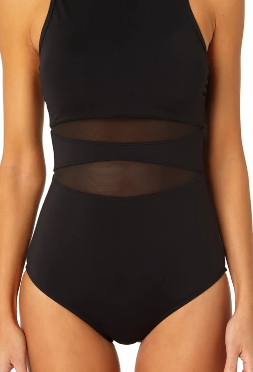 Anne Cole - Women's Mesh High Neck One Piece Swimsuit(Anne Cole Womens Mesh High Neck One Piece Swimsuit) 9 Anne Cole - Women's Mesh High Neck One Piece Swimsuit(Anne Cole Womens Mesh High Neck One Piece Swimsuit) -Simply Bikini Store 23MO03601 BLK 1033