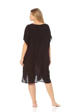 Women's Plus Size Live In Color Easy Tunic Swimsuit Cover Up(Womens Plus Size Live In Color Easy Tunic Swimsuit Cover Up) -Simply Bikini Store 23PC54101 BLK 214