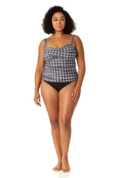 Anne Cole Plus - Women's Twist Front Bandeaukini Swim Top(Anne Cole Plus Womens Twist Front Bandeaukini Swim Top) -Simply Bikini Store 23PT25083 BKWH MYMB36001 BLK 2123