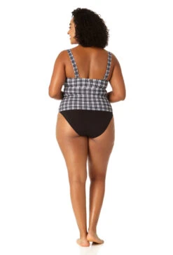 Anne Cole Plus - Women's Twist Front Bandeaukini Swim Top(Anne Cole Plus Womens Twist Front Bandeaukini Swim Top) -Simply Bikini Store 23PT25083 BKWH MYMB36001 BLK 2143