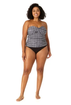 Anne Cole Plus - Women's Twist Front Bandeaukini Swim Top(Anne Cole Plus Womens Twist Front Bandeaukini Swim Top) -Simply Bikini Store 23PT25083 BKWH MYMB36001 BLK 2162