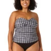 Anne Cole Plus - Women's Twist Front Bandeaukini Swim Top(Anne Cole Plus Womens Twist Front Bandeaukini Swim Top) -Simply Bikini Store 23PT25083 BKWH MYMB36001 BLK 2162 FRONT