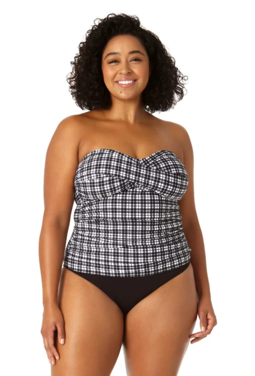 Anne Cole Plus - Women's Twist Front Bandeaukini Swim Top(Anne Cole Plus Womens Twist Front Bandeaukini Swim Top)