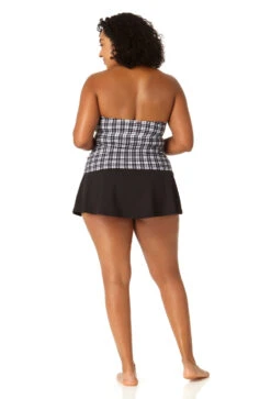 Anne Cole Plus - Women's Twist Front Bandeaukini Swim Top(Anne Cole Plus Womens Twist Front Bandeaukini Swim Top) -Simply Bikini Store 23PT25083 BKWH MYMB41401 BLK 2198