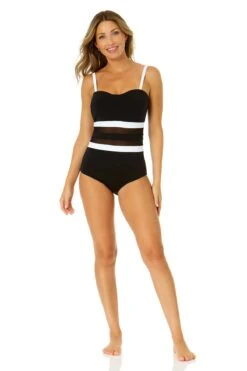 Women's Mesh Around Mesh Strapless One Piece(Womens Mesh Around Mesh Strapless One Piece) -Simply Bikini Store 24MO05001 BLK 1356