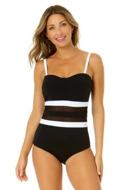 Women's Mesh Around Mesh Strapless One Piece(Womens Mesh Around Mesh Strapless One Piece) -Simply Bikini Store 24MO05001 BLK 1356 1