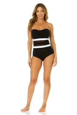 Women's Mesh Around Mesh Strapless One Piece(Womens Mesh Around Mesh Strapless One Piece) -Simply Bikini Store 24MO05001 BLK 1380