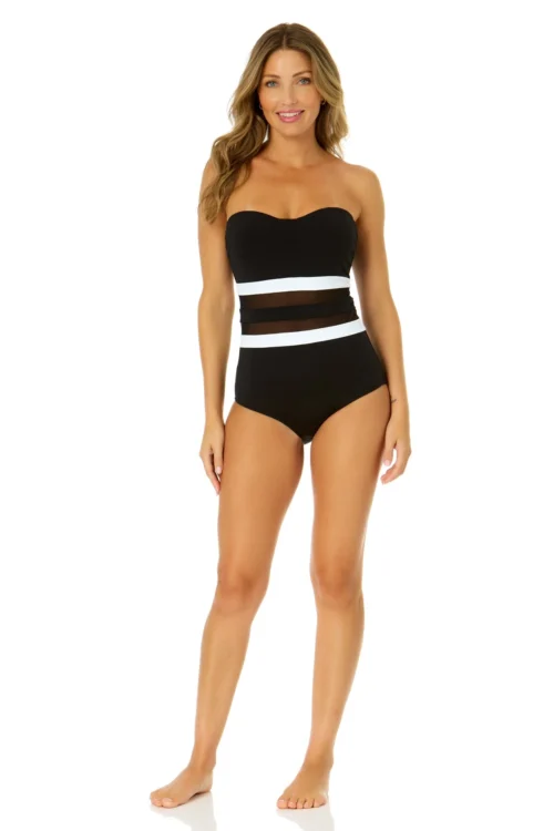 Women's Mesh Around Mesh Strapless One Piece(Womens Mesh Around Mesh Strapless One Piece) -Simply Bikini Store 24MO05001 BLK 1380