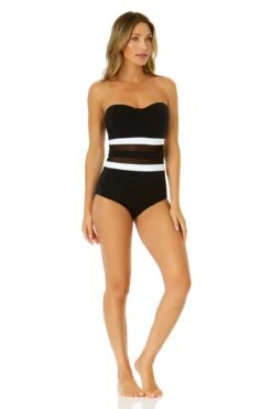 Women's Mesh Around Mesh Strapless One Piece(Womens Mesh Around Mesh Strapless One Piece) -Simply Bikini Store 24MO05001 BLK 1388