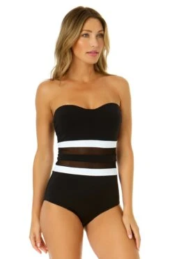 Women's Mesh Around Mesh Strapless One Piece(Womens Mesh Around Mesh Strapless One Piece) -Simply Bikini Store 24MO05001 BLK 1388 1
