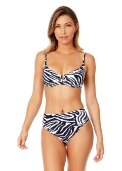 Women's Zebra Shadow V Wire Underwire Bikini Swim Top(Womens Zebra Shadow V Wire Underwire Bikini Swim Top)