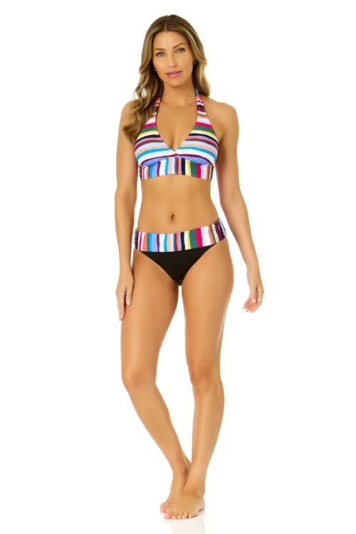 Women's Easy Breezy Stripe Halter Bikini Top(Womens Easy Breezy Stripe Halter Bikini Top) -Simply Bikini Store 24MT12264 MULT 24MB30264 MULT 726