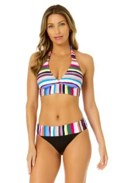 Women's Easy Breezy Stripe Halter Bikini Top(Womens Easy Breezy Stripe Halter Bikini Top)