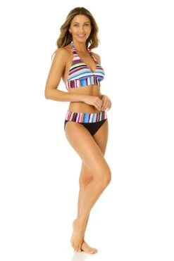 Women's Easy Breezy Stripe Halter Bikini Top(Womens Easy Breezy Stripe Halter Bikini Top) -Simply Bikini Store 24MT12264 MULT 24MB30264 MULT 733