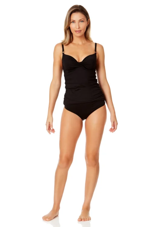 Women's Live In Color Surplice Underwire Tankini Swim Top(Womens Live In Color Surplice Underwire Tankini Swim Top) -Simply Bikini Store 24MT23301 BLK MYMB36001 BLK 325 1