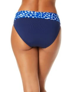 Women's Denim Dot Printed Fold Over Bikini Bottom(Womens Denim Dot Printed Fold Over Bikini Bottom) -Simply Bikini Store 25MB30212 DEPR 323