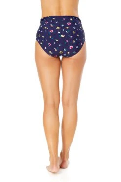 Women's Gradient Floral Fold Over High Waist Shirred Bikini Swim Bottoms(Womens Gradient Floral Fold Over High Waist Shirred Bikini Swim Bottoms) -Simply Bikini Store 25MB36024 MULT 1406