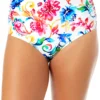 Women's Watercolor Paisley Fold Over High Waist Shirred Bikini Swim Bottoms(Womens Watercolor Paisley Fold Over High Waist Shirred Bikini Swim Bottoms) -Simply Bikini Store 25MB36070 MULT 1960 FRONT scaled