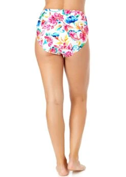 Women's Watercolor Paisley Fold Over High Waist Shirred Bikini Swim Bottoms(Womens Watercolor Paisley Fold Over High Waist Shirred Bikini Swim Bottoms) -Simply Bikini Store 25MB36070 MULT 1965