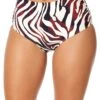 Women's Tiger Dance Fold Over High Waist Shirred Bikini Swim Bottom(Womens Tiger Dance Fold Over High Waist Shirred Bikini Swim Bottom)
