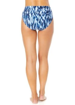 Women's Tie Dye Ikat Soft Band High Waist Swim Bottom(Womens Tie Dye Ikat Soft Band High Waist Swim Bottom) -Simply Bikini Store 25MB37468 BLWH 1137