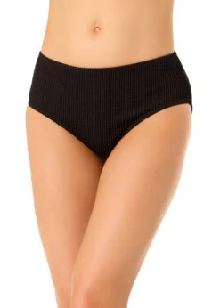 Women's Live In Color Textured Midrise Swim Bottom(Womens Live In Color Textured Midrise Swim Bottom) -Simply Bikini Store 25MB39201 BLK 434 FRONT