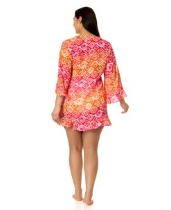 Women's Plus Tie Dye Foulard Flounce V Neck Tunic Swimsuit Cover Up(Womens Plus Tie Dye Foulard Flounce V Neck Tunic Swimsuit Cover Up) -Simply Bikini Store 25MC51010 MULTI 0472 81e32d7f d84f 4690 ad40 8858b35efec6