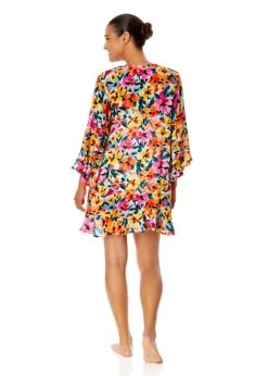 Women's Gradient Floral Flounce V Neck Tunic Swimsuit Cover Up(Womens Gradient Floral Flounce V Neck Tunic Swimsuit Cover Up) 9 Women's Gradient Floral Flounce V Neck Tunic Swimsuit Cover Up(Womens Gradient Floral Flounce V Neck Tunic Swimsuit Cover Up) -Simply Bikini Store 25MC51013 MULT 233