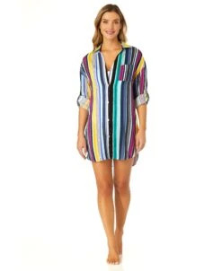 Women's Barcode Stripe Button Down Shirt Swimsuit Cover Up(Womens Barcode Stripe Button Down Shirt Swimsuit Cover Up) 9 Women's Barcode Stripe Button Down Shirt Swimsuit Cover Up(Womens Barcode Stripe Button Down Shirt Swimsuit Cover Up) -Simply Bikini Store 25MC530101 MULT 1633 f1203052 afcc 43f1 846a 3c8c8b21c095