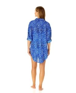 Women's Denim Dot Button Down Shirt Swimsuit Cover Up(Womens Denim Dot Button Down Shirt Swimsuit Cover Up) -Simply Bikini Store 25MC53012 DEPR 1154