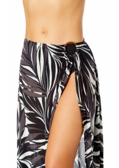 Women's Palm Chic Ring Sarong Skirt Swimsuit Cover Up(Womens Palm Chic Ring Sarong Skirt Swimsuit Cover Up) -Simply Bikini Store 25MC53345 BKWH MYMT11001 BLK 152