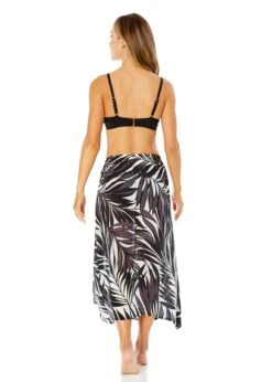 Women's Palm Chic Ring Sarong Skirt Swimsuit Cover Up(Womens Palm Chic Ring Sarong Skirt Swimsuit Cover Up) -Simply Bikini Store 25MC53345 BKWH MYMT11001 BLK 156
