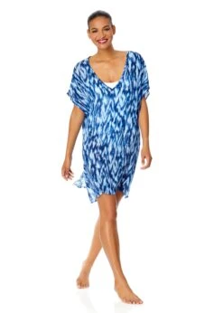 Women's Tie Dye Ikat Easy Tunic Swimsuit Cover Up(Womens Tie Dye Ikat Easy Tunic Swimsuit Cover Up) -Simply Bikini Store 25MC54168 BLPR 129
