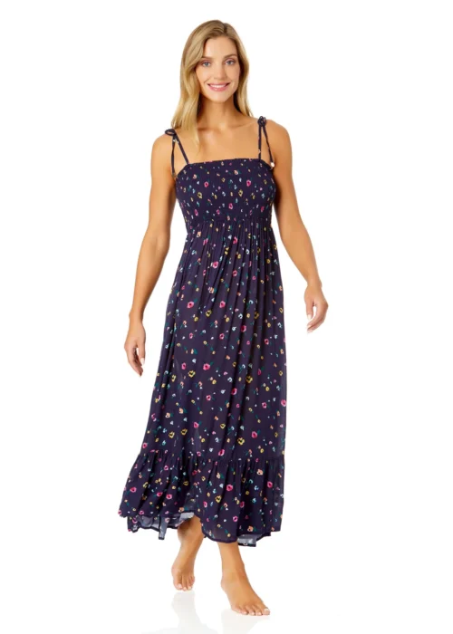 Women's Gradient Floral Smocked Shoulder Tie Dress Cover Up(Womens Gradient Floral Smocked Shoulder Tie Dress Cover Up) -Simply Bikini Store 25MC55324 MULT 1465 scaled