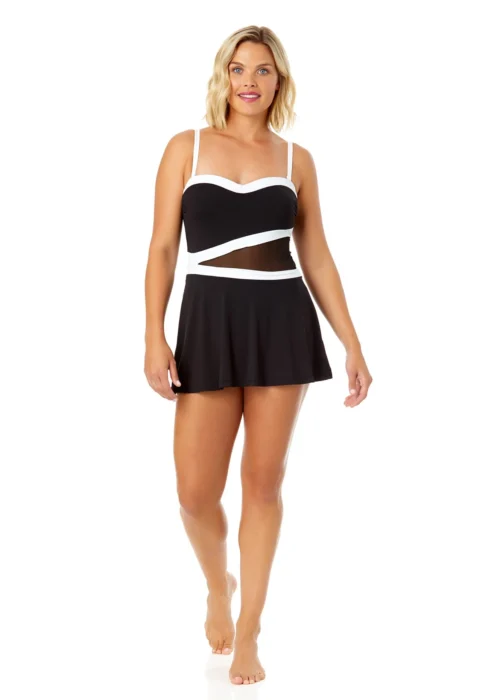 Women's Mesh Around Paneled Strapless Mesh Swim Dress(Womens Mesh Around Paneled Strapless Mesh Swim Dress) -Simply Bikini Store 25MD61901 BLK 2263 scaled