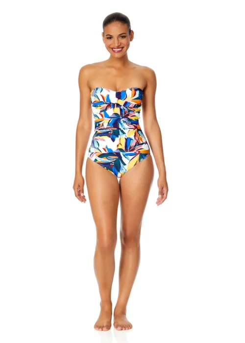 Women's Riviera Floral Twist Front Shirred One Piece Swimsuit(Womens Riviera Floral Twist Front Shirred One Piece Swimsuit) -Simply Bikini Store 25MO00515 MULT566 scaled