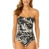Women's Palm Chic Twist Front Shirred One Piece Swimsuit(Womens Palm Chic Twist Front Shirred One Piece Swimsuit) -Simply Bikini Store 25MO00545 BKWH 1260 eaaca386 1491 4f20 8f1b 9b1e38834fc3