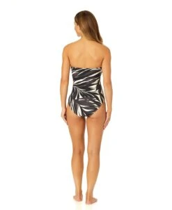 Women's Palm Chic Twist Front Shirred One Piece Swimsuit(Womens Palm Chic Twist Front Shirred One Piece Swimsuit) -Simply Bikini Store 25MO00545 BKWH 1274 db2e0a0f 302b 4fc2 bb6a 0d4ff7968aa4