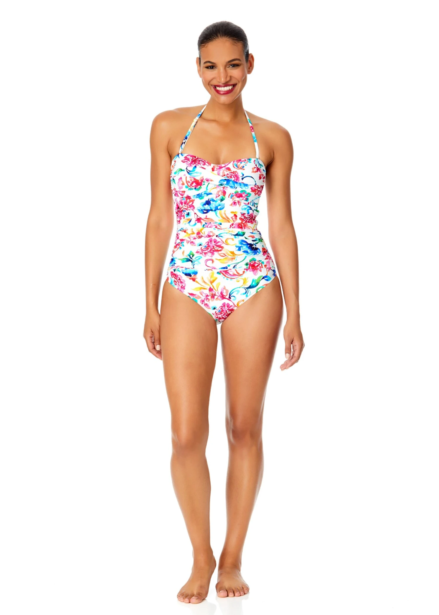 Women's Watercolor Paisley Twist Front Shirred One Piece Swimsuit(Womens Watercolor Paisley Twist Front Shirred One Piece Swimsuit) 8 Women's Watercolor Paisley Twist Front Shirred One Piece Swimsuit(Womens Watercolor Paisley Twist Front Shirred One Piece Swimsuit) - Image 6