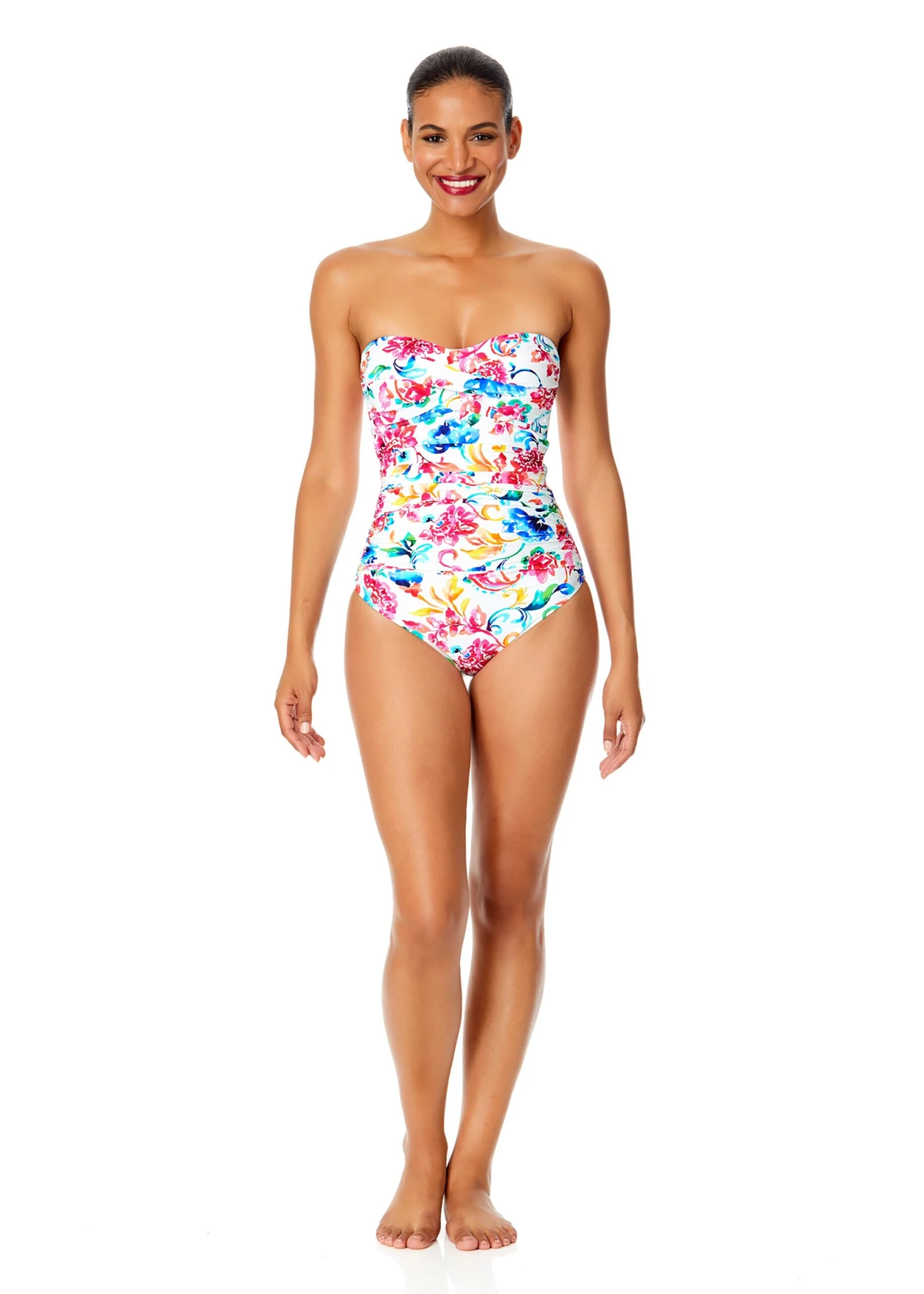 Women's Watercolor Paisley Twist Front Shirred One Piece Swimsuit(Womens Watercolor Paisley Twist Front Shirred One Piece Swimsuit) 9 Women's Watercolor Paisley Twist Front Shirred One Piece Swimsuit(Womens Watercolor Paisley Twist Front Shirred One Piece Swimsuit) - Image 7
