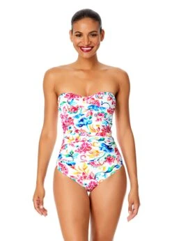Women's Watercolor Paisley Twist Front Shirred One Piece Swimsuit(Womens Watercolor Paisley Twist Front Shirred One Piece Swimsuit)