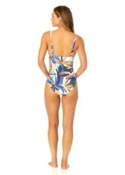 Women's Riviera Floral Soft Band Shirred One Piece Swimsuit(Womens Riviera Floral Soft Band Shirred One Piece Swimsuit) -Simply Bikini Store 25MO04815 MULT 1357
