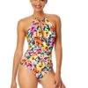 Women's Gradient Floral High Neck With Ruffled Straps One Piece Swimsuit(Womens Gradient Floral High Neck With Ruffled Straps One Piece Swimsuit) -Simply Bikini Store 25MO06413 MULT 246 FRONT