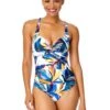 Women's Riviera Floral Underwire Surplice One Piece Swimsuit(Womens Riviera Floral Underwire Surplice One Piece Swimsuit) -Simply Bikini Store 25MO07215 MULT 481 FRONT